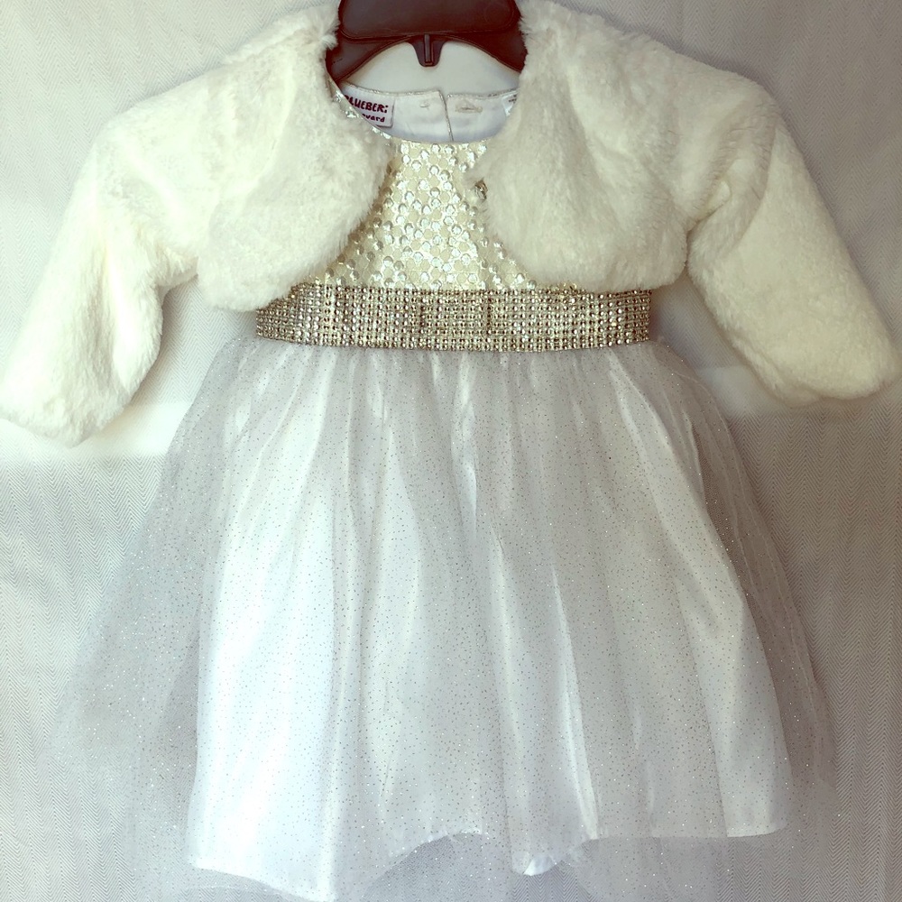 Blueberi Toddler Dress with Faux Fur Shrug